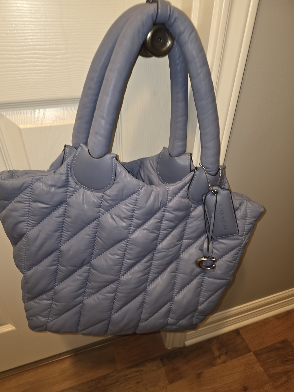 Coach Quilted Tote in Dusty Blue